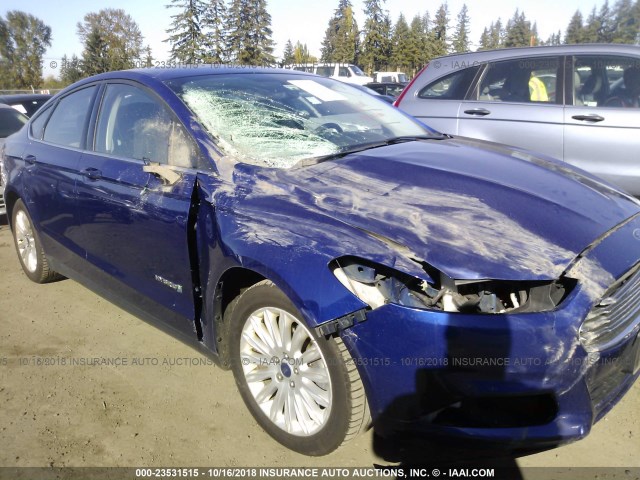 3FA6P0UU3ER270548 - 2014 FORD FUSION S HYBRID BLUE photo 6