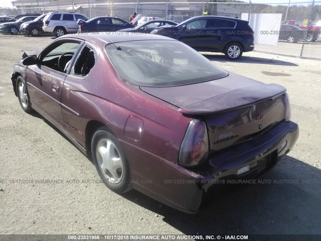 2G1WX15K419340726 - 2001 CHEVROLET MONTE CARLO SS BURGUNDY photo 3