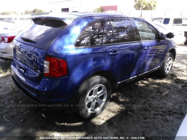 2FMDK3JCXEBB01117 - 2014 FORD EDGE SEL BLUE photo 4