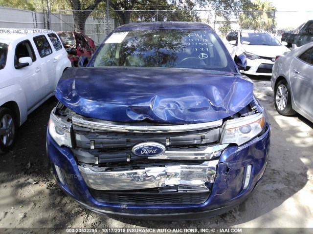 2FMDK3JCXEBB01117 - 2014 FORD EDGE SEL BLUE photo 6