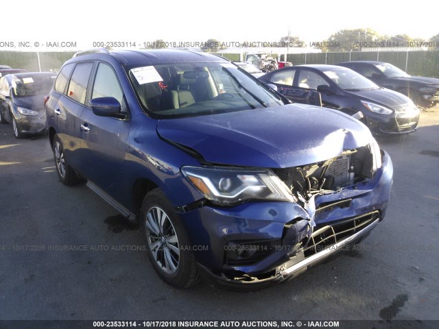 5N1DR2MM4JC633421 - 2018 NISSAN PATHFINDER S/SV/SL/PLATINUM BLUE photo 1