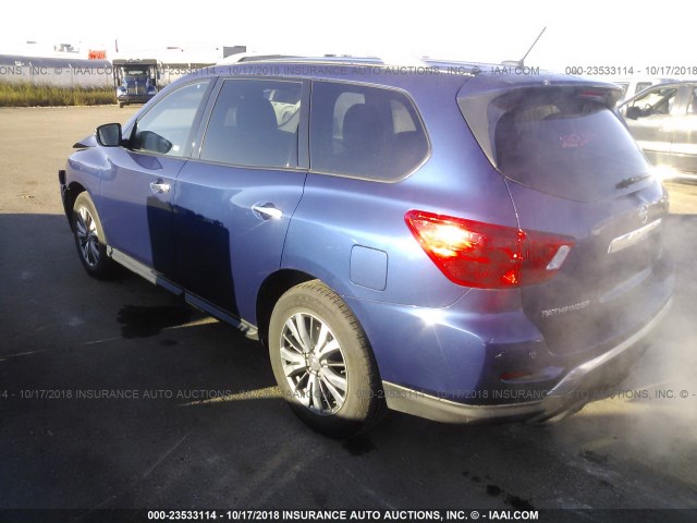 5N1DR2MM4JC633421 - 2018 NISSAN PATHFINDER S/SV/SL/PLATINUM BLUE photo 3