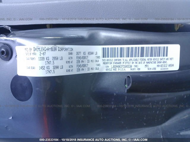 1J8GR48K27C605530 - 2007 JEEP GRAND CHEROKEE LAREDO/COLUMBIA/FREEDOM 灰色 照片 9