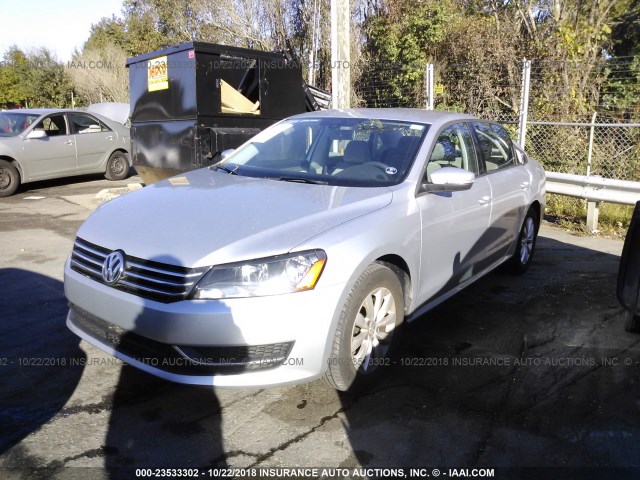 1VWAH7A39DC115485 - 2013 VOLKSWAGEN PASSAT S SILVER photo 2