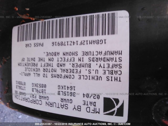 1G8AM12F14Z178916 - 2004 SATURN ION LEVEL 2 红色 照片 9