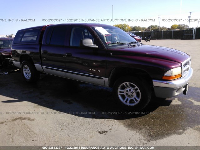 1B7GL2AN71S188825 - 2001 DODGE DAKOTA QUAD MAROON photo 1