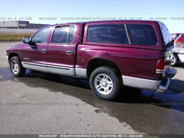 1B7GL2AN71S188825 - 2001 DODGE DAKOTA QUAD MAROON photo 3