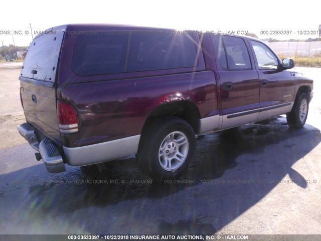 1B7GL2AN71S188825 - 2001 DODGE DAKOTA QUAD MAROON photo 4