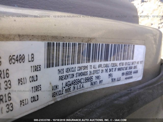 1J4GW48S84C199095 - 2004 JEEP GRAND CHEROKEE LAREDO/COLUMBIA/FREEDOM 金色 照片 9