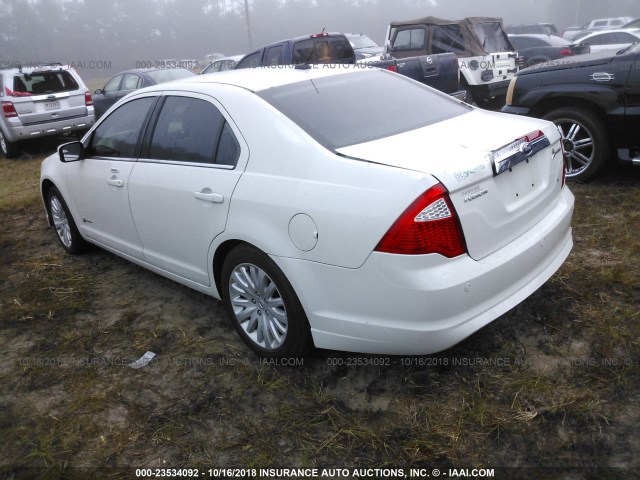 3FADP0L3XCR426615 - 2012 FORD FUSION HYBRID WHITE photo 3