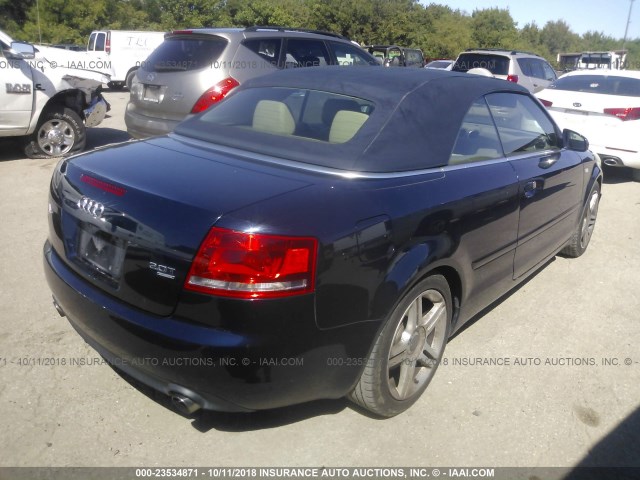 WAUDF48H38K007331 - 2008 AUDI A4 2.0T CABRIOLET QUATTRO BLUE photo 4