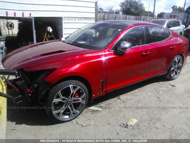 KNAE55LC0J6012168 - 2018 KIA STINGER GT2 RED photo 2