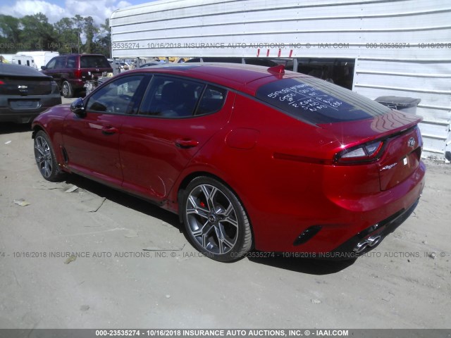 KNAE55LC0J6012168 - 2018 KIA STINGER GT2 RED photo 3