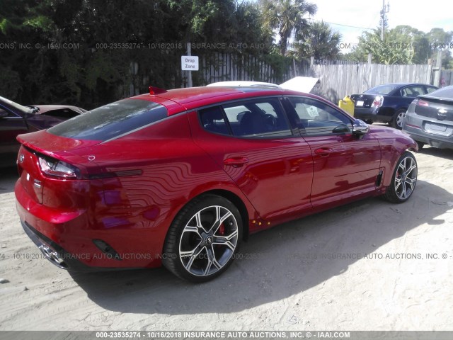 KNAE55LC0J6012168 - 2018 KIA STINGER GT2 RED photo 4