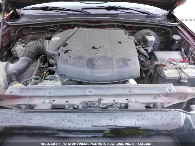 5TEJU62N56Z279765 - 2006 TOYOTA TACOMA DOUBLE CAB PRERUNNER RED photo 10