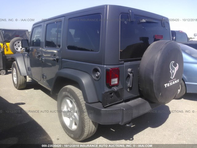 1C4BJWDG5GL309827 - 2016 JEEP WRANGLER UNLIMITE SPORT GRAY photo 3