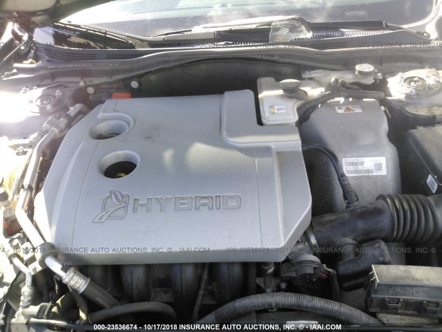 3FADP0L35AR211494 - 2010 FORD FUSION HYBRID GRAY photo 10