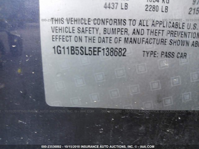 1G11B5SL5EF138682 - 2014 CHEVROLET MALIBU LS Turkuaz foto 9