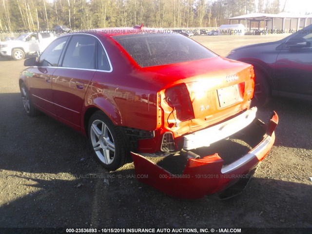 WAUDF78EX6A233456 - 2006 AUDI A4 2.0T QUATTRO RED photo 3