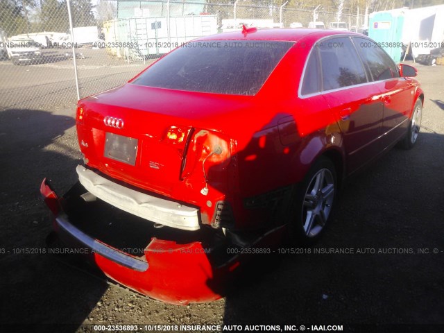 WAUDF78EX6A233456 - 2006 AUDI A4 2.0T QUATTRO RED photo 4