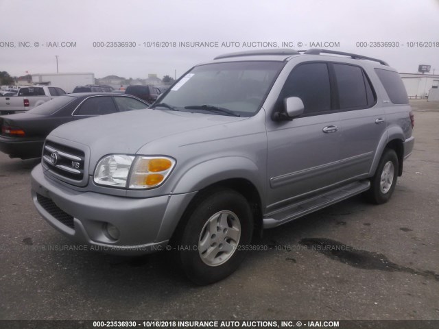 5TDZT38A82S083996 - 2002 TOYOTA SEQUOIA LIMITED GRAY photo 2