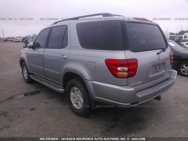 5TDZT38A82S083996 - 2002 TOYOTA SEQUOIA LIMITED GRAY photo 3