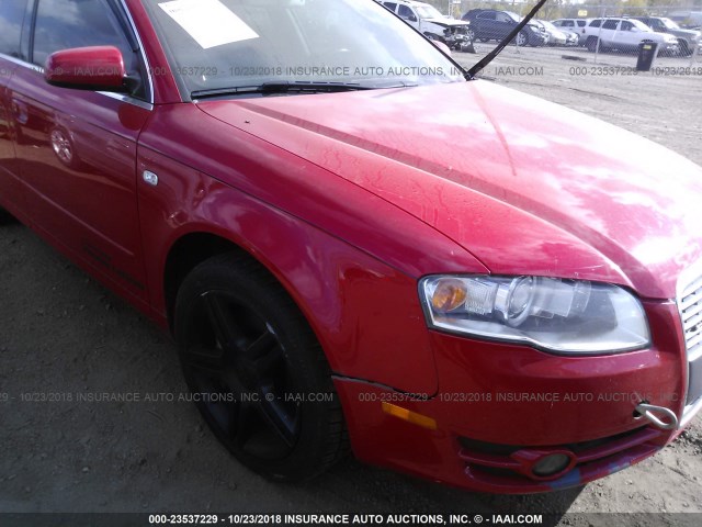 WAUDF78E37A050479 - 2007 AUDI A4 2.0T QUATTRO RED photo 6