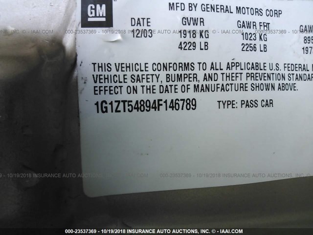 1G1ZT54894F146789 - 2004 CHEVROLET MALIBU LS Qızıl foto 9