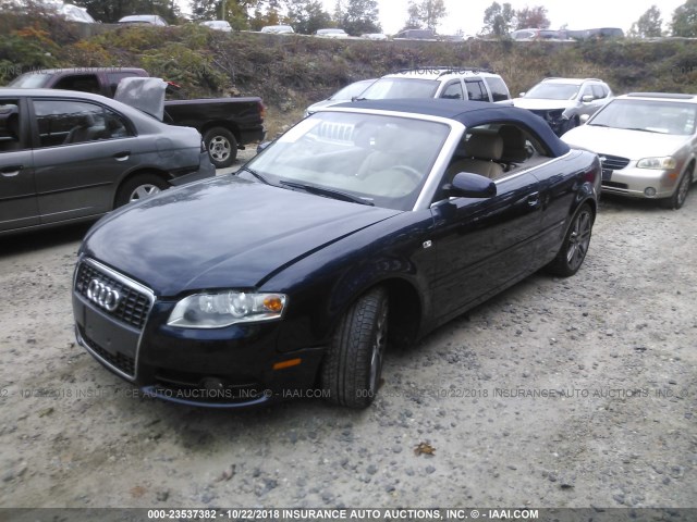 WAUDF48H29K010593 - 2009 AUDI A4 2.0T CABRIOLET QUATTRO BLUE photo 2