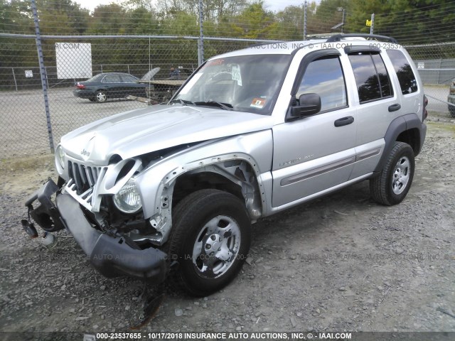 1J4GL48KX2W252982 - 2002 JEEP LIBERTY SPORT SILVER photo 2