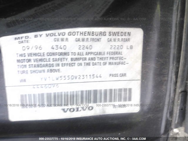 YV1LW5550V2311544 - 1997 VOLVO 850 BLACK photo 9