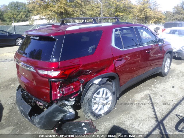 1GNEVGKW6JJ212583 - 2018 CHEVROLET TRAVERSE LT RED photo 4