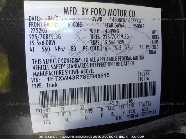 1FTXW43R78EB45615 - 2008 FORD F450 SUPER DUTY BROWN photo 10