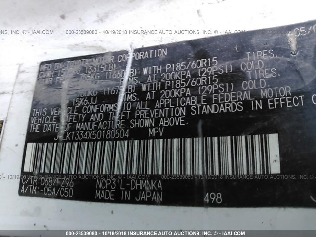 JTLKT334X50180504 - 2005 TOYOTA SCION XB Ақ фото 9