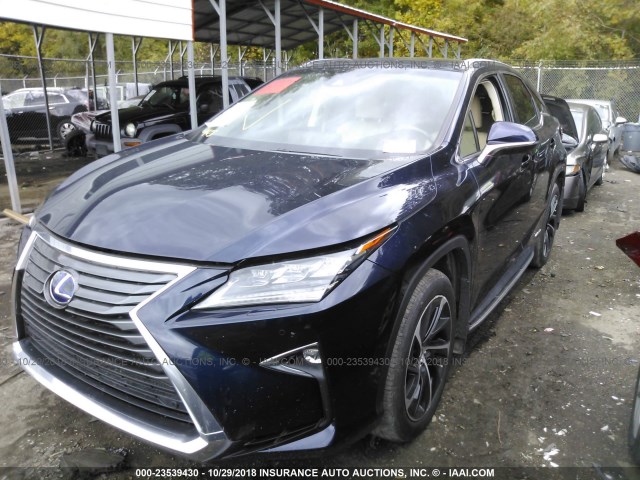 2T2BGMCA1HC009691 - 2017 LEXUS RX 450H/BASE/F SPORT BLUE photo 2