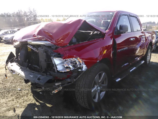 1C6RD6LT7CS254874 - 2012 DODGE RAM 1500 SLT RED photo 2