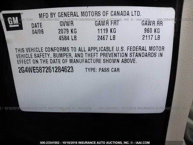 2G4WE587261284623 - 2006 BUICK LACROSSE CXS BLACK photo 9