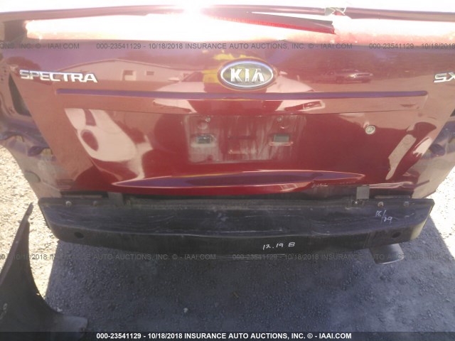 KNAFE221995026963 - 2009 KIA SPECTRA EX/LX/SX RED photo 6