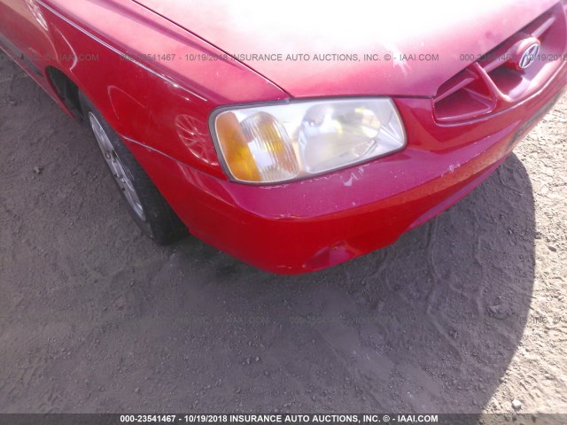 KMHCF35G12U187100 - 2002 HYUNDAI ACCENT L RED photo 6