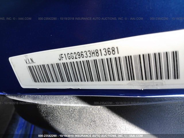 JF1GG29633H813681 - 2003 SUBARU IMPREZA WRX BLUE photo 9