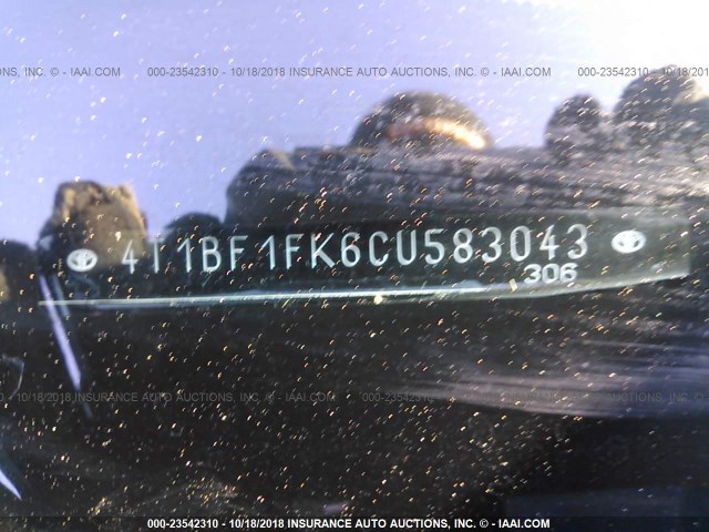 4T1BF1FK6CU583043 - 2012 TOYOTA CAMRY SE/LE/XLE წითელი ფოტო 9