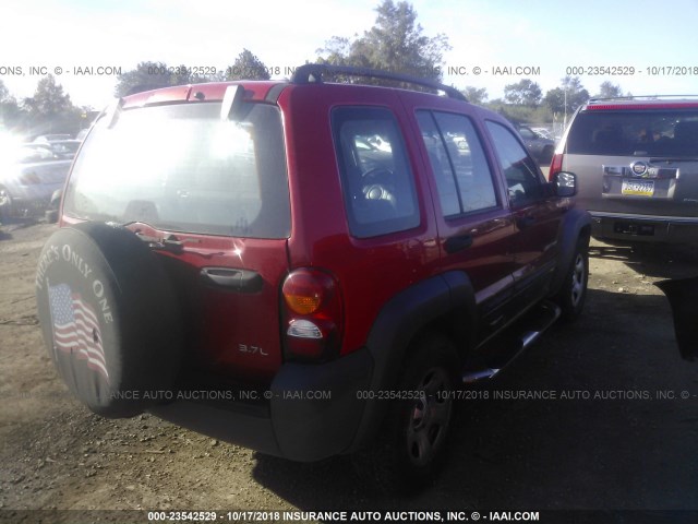 1J4GL48K43W701820 - 2003 JEEP LIBERTY SPORT/FREEDOM RED photo 4