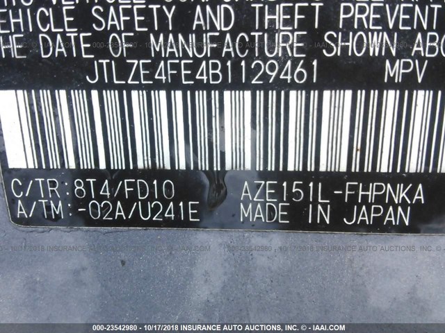 JTLZE4FE4B1129461 - 2011 TOYOTA SCION XB Mavi foto 9