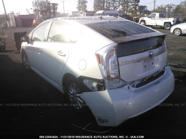 JTDKN3DP8D3048322 - 2013 TOYOTA PRIUS PLUG-IN  WHITE photo 3