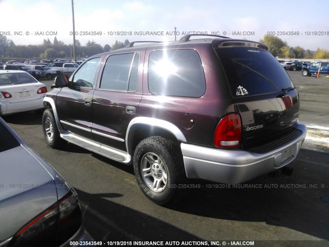 1D4HS58Z93F618743 - 2003 DODGE DURANGO SLT PLUS MAROON photo 3