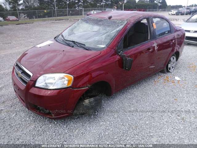 KL1TD5DE9AB074583 - 2010 CHEVROLET AVEO LS/LT RED photo 2
