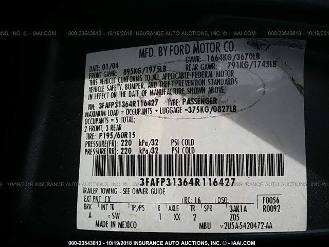 3FAFP31364R116427 - 2004 FORD FOCUS ZX3 GRAY photo 9