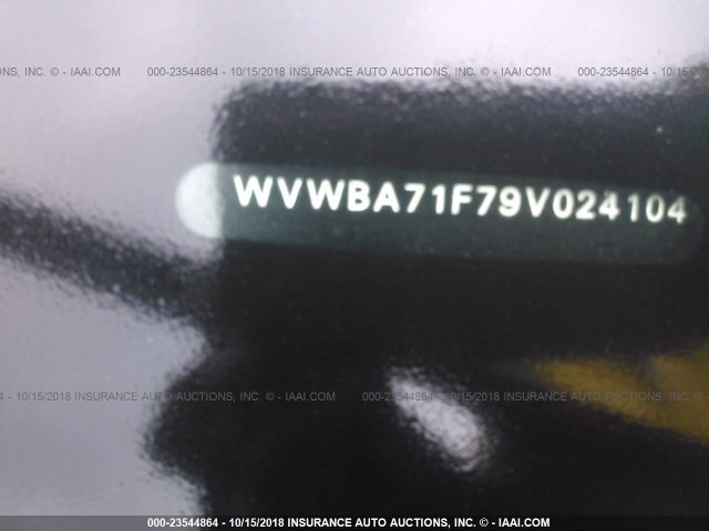 WVWBA71F79V024104 - 2009 VOLKSWAGEN EOS TURBO/KOMFORT BLACK photo 9