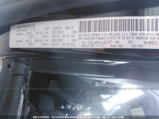 1C4GJWAG2JL921677 - 2018 JEEP WRANGLER SPORT 黑色 照片 9