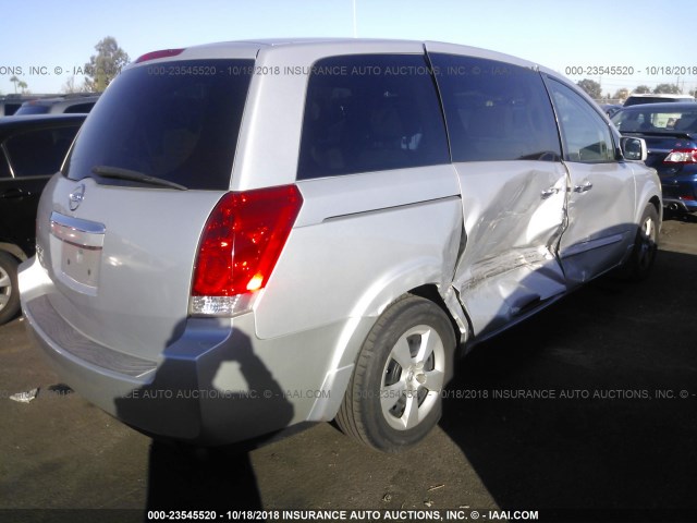 5N1BV28U28N100527 - 2008 NISSAN QUEST S/SE/SL SILVER photo 4